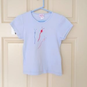 100% Cotton Short Sleeve Tee w/color embroidery and 3D decorations.